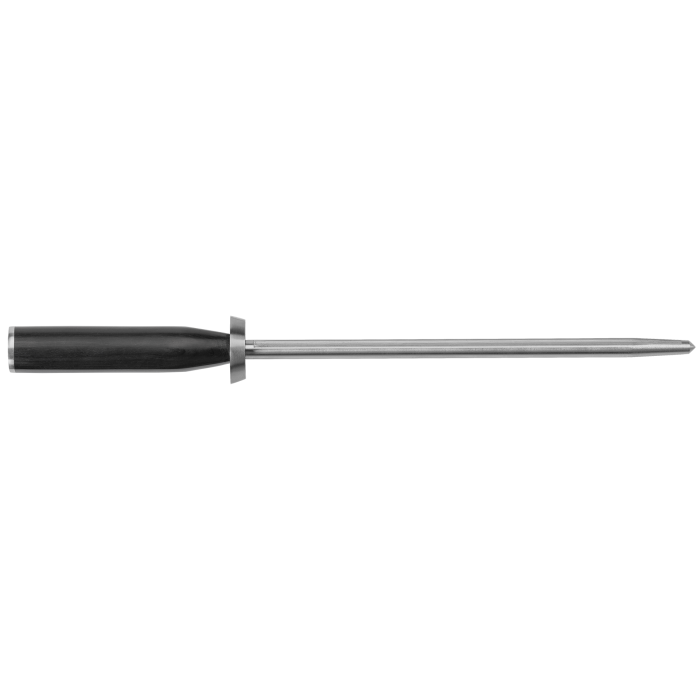 Shun | Satin Steel Combination Honing Steel, 9 inches, featuring a smooth and micro-ribbed rod with a Pakkawood handle, designed for precise knife edge maintenance.