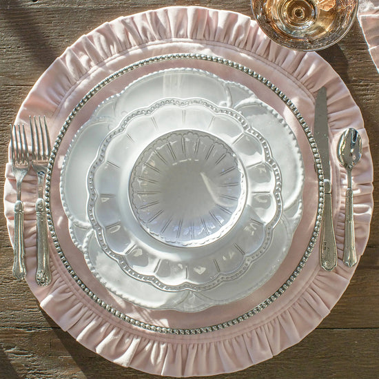 Arte Italica & Crown Linen Designs | Round Ruffle Velvet Placemat, Harvest Gold