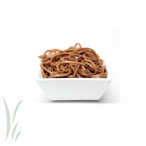 Mikuni Wild Harvest USA - Buckwheat Soba Noodles in a white bowl, showcasing plain cooked buckwheat noodles, perfect for Japanese cuisine enthusiasts at Athens Cooks.