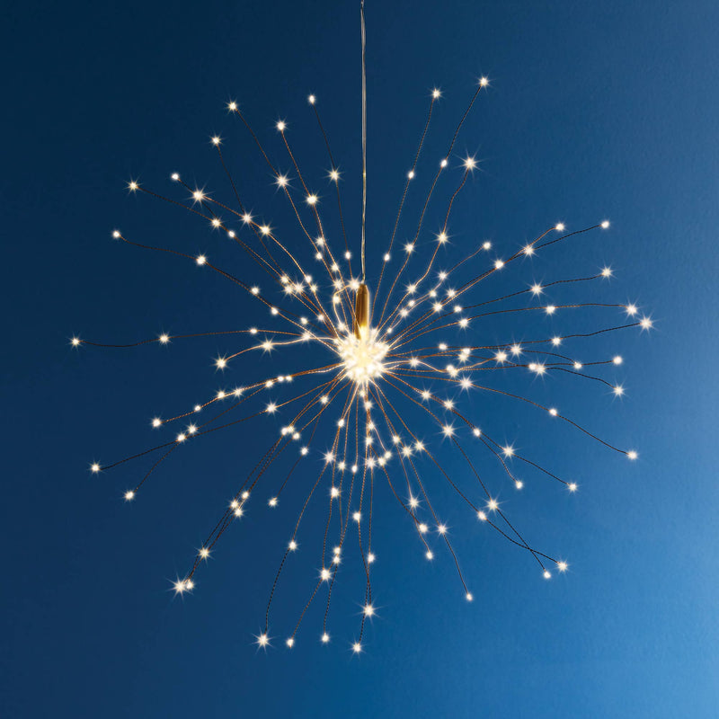 Napa Home & Garden - Napa Night Sky LED Starburst Lights Large, featuring 200 warm white LEDs on copper strands, ideal for outdoor festive lighting.