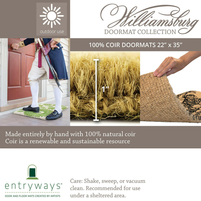 Entryways | WILLIAMSBURG Sunflower Blockprint Handwoven Coir Doormat.