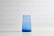 Set of 6 Moroccan Cone Glassware, hand-blown from recycled bottles, featuring organic forms and suspended bubbles, ideal for beverages or decorative vases.