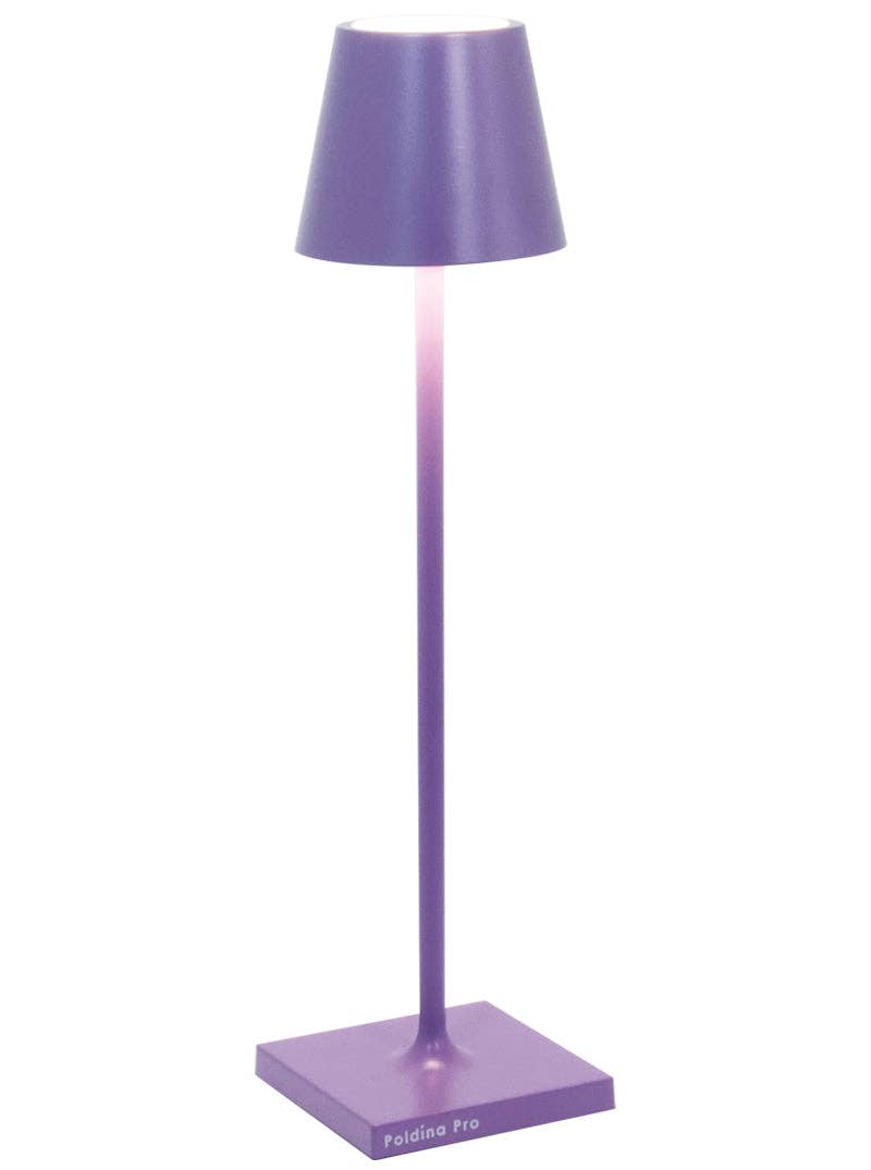 Zafferano America - Poldina Pro Micro Cordless Lamp: Sand, a sleek LED lamp with a white shade, featuring touch dimming and rechargeable battery for versatile indoor or outdoor use.
