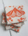 Hearth and Harrow - Set of 4 Organic Cotton Moth Napkins - Orange - Butterfly.