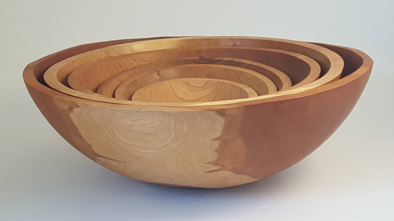 Petermans Boards and Bowls Inc. - 13 CHERRY ROUND BOWL, ideal for serving salads or pasta, with a smooth finish, perfect for small families or gifting.