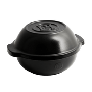 Emile Henry | Bread Pot, Charcoal: Matte-black cast-iron pot with lid and handles, ideal for baking no-knead bread with even heat distribution.