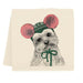 Eric & Christopher - Yorkie with Pom Poms Tea Towel.