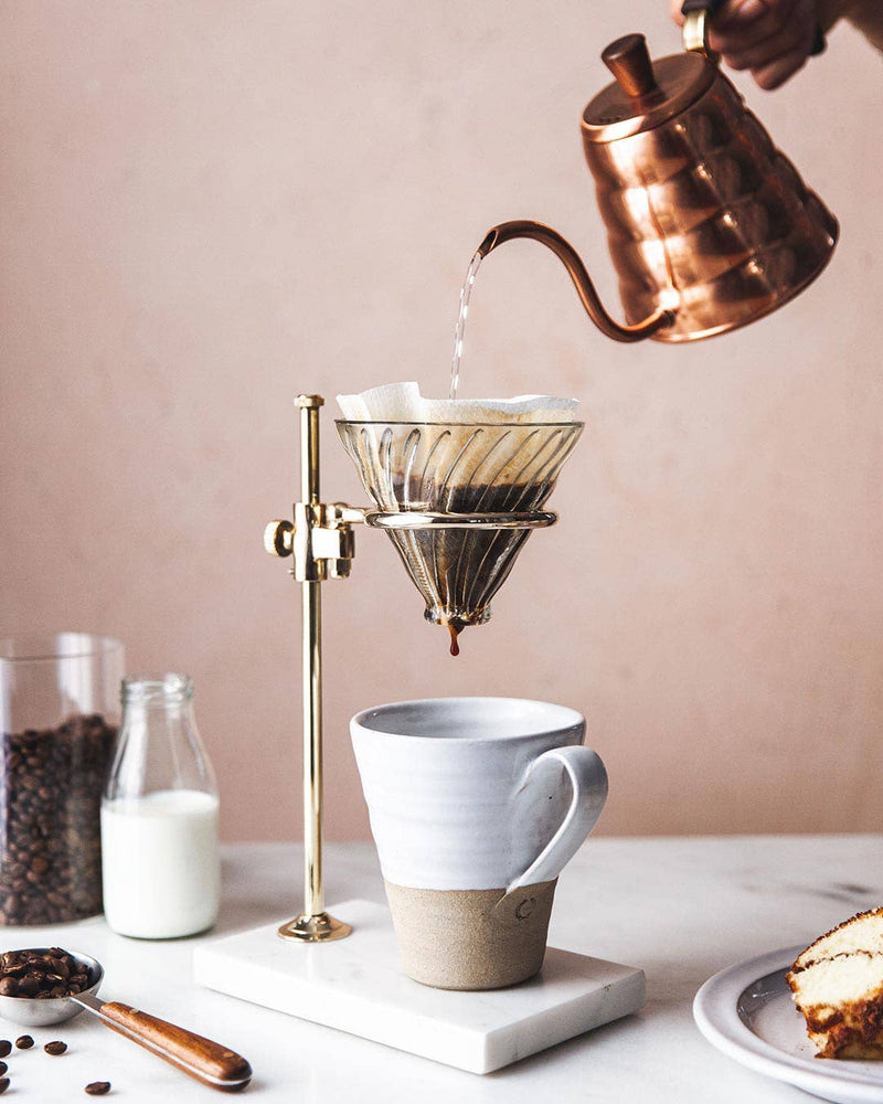 Farmhouse Pottery | Brass and Marble Pour Over Stand