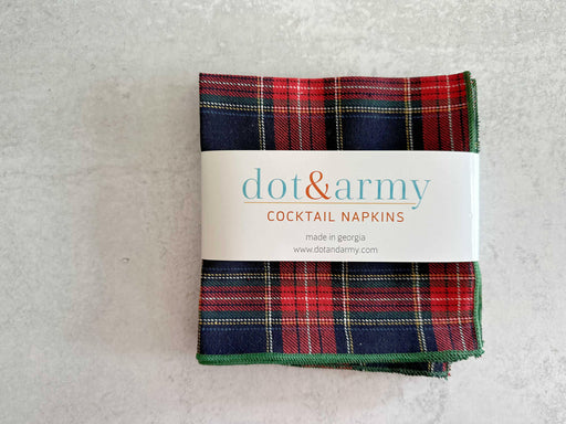 Dot and Army | Tartan Cloth Napkins | Set of four.