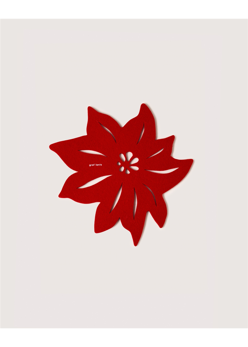 Graf Lantz | Merino Wool 10" Poinsettia Trivet - Red