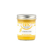 Beth's Farm Kitchen Lemon Curd in an 8 oz mason jar, showcasing a creamy citrus spread ideal for pairing with breakfast items or desserts.