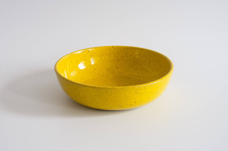 RachaelPots - Pasta Bowl Small: Sage, a shallow, round bowl with tiny speckles, perfect for pasta or noodles. Hand-thrown stoneware, microwave and dishwasher safe.