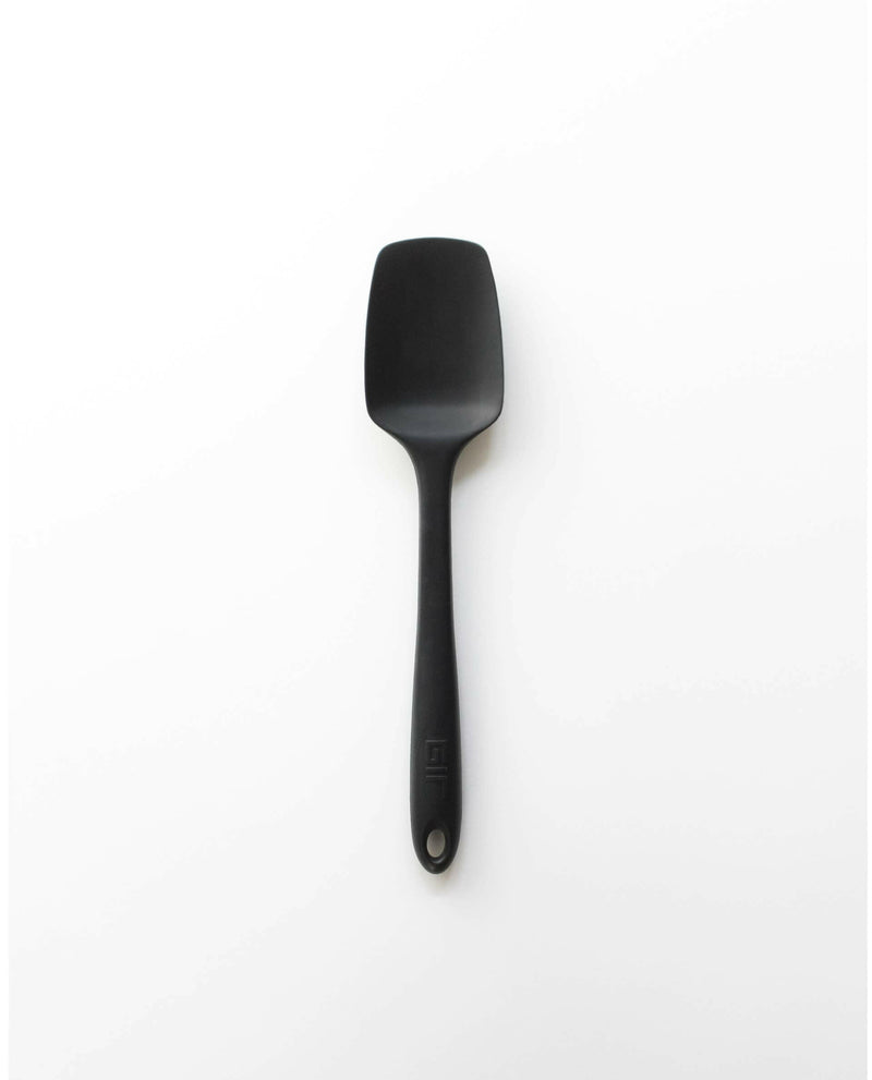 GIR | Ultimate Spoonula - Navy, a versatile black kitchen utensil combining spoon and spatula functions, ideal for scraping, scooping, and serving in cooking and baking tasks.