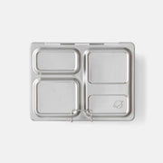 PlanetBox - Launch Stainless Steel Lunch Box, featuring a durable, leakproof design with three compartments, ideal for larger meals, crafted from recycled stainless steel.