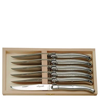 The French Farm | Laguiole by Jean Dubost | Set of 6 Stainless Steel Steak Knives in Box