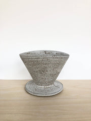 Jessica Wertz Ceramics - Grey Coffee Pour Over, a handmade, ribbed ceramic dripper on a base, ideal for crafting artisanal coffee with ease and style.