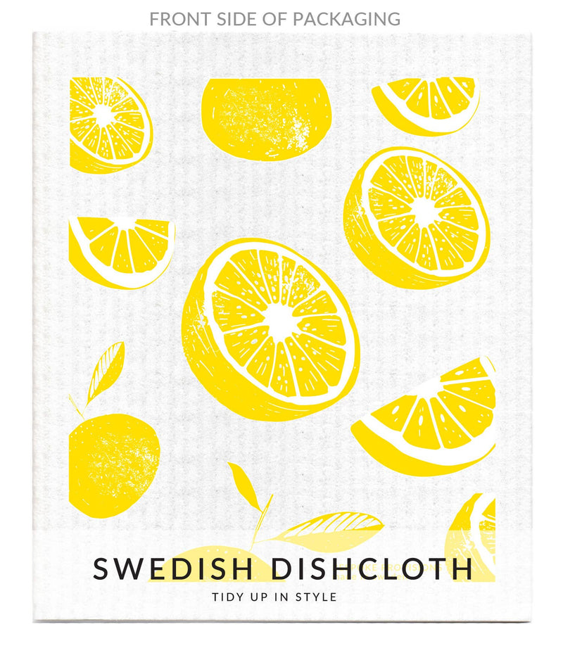 Bespoke Provisions - Lemons Swedish Dishcloth featuring lemon designs, ideal for cleaning surfaces, eco-friendly and biodegradable, enhancing kitchen essentials at Athens Cooks.