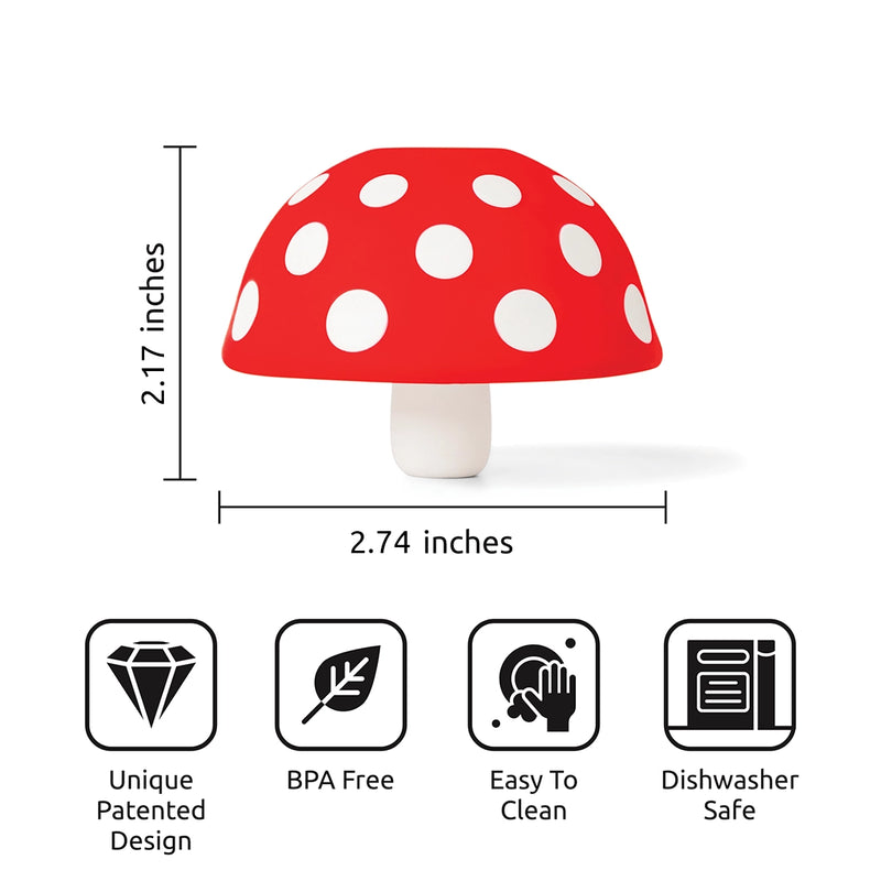 OTOTO Magic Mushroom Funnel XL: A silicone funnel shaped like a mushroom, designed for spill-free liquid transfer, ideal for kitchen use and easy cleaning.