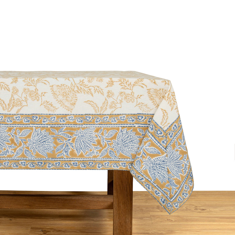 Couleur Nature - Chloe Blue & Brown Tablecloth: 71" x 71"