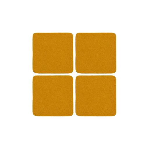 Graf Lantz - Bierfilzl Merino Wool Felt Square Coaster Solid 4 Pack: Turmeric; close-up of yellow square coasters, crafted from thick merino wool.