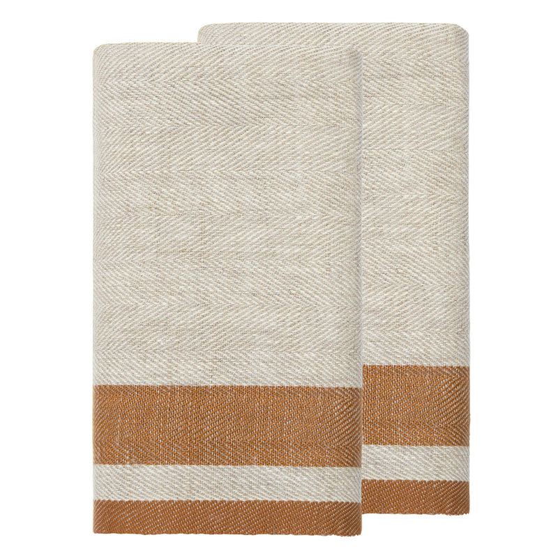 Couleur Nature - Gordes Natural & Tobacco Towels 20x30 - Set of 2