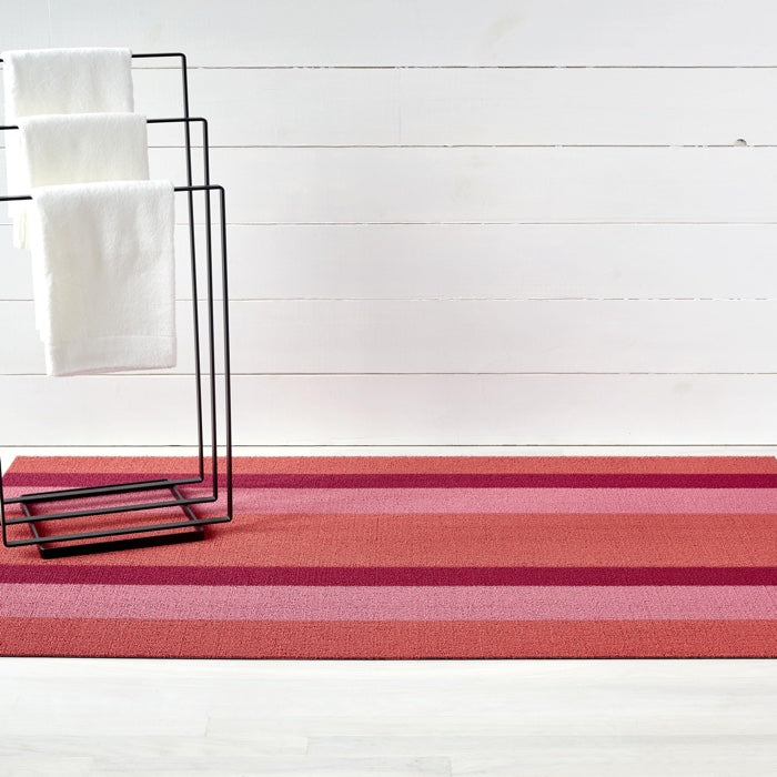 Chilewich | Bold Stripe Shag Mats - Punch - 18" x 28"