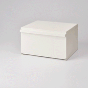Yamazaki Home | Tower Bread Box, Steel, Black: A sleek, matte-white storage box with a flush-fitting lid and metal feet, perfect for keeping baked goods fresh and countertops tidy.