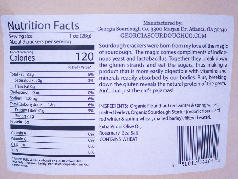 Georgia Sourdough Co. | Rosemary Olive Oil Crackers