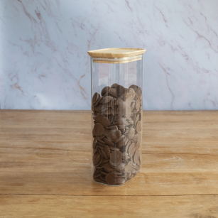 Pebbly | Square Glass Canister Bamboo Lid 2.3Qt