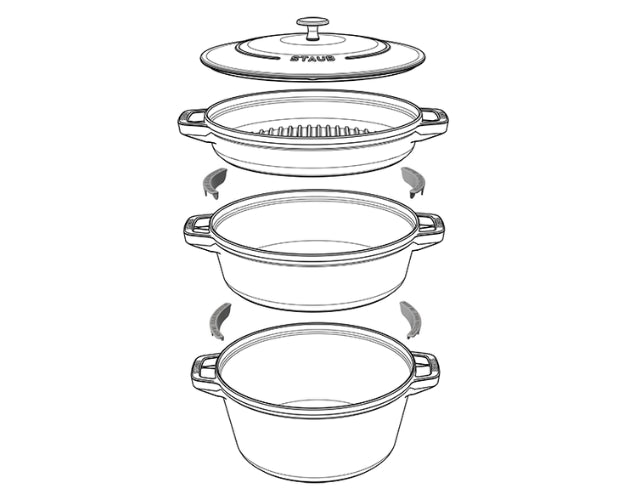 Staub | Stackable 4-in-1 Cast Iron Cookware Set - Deep Blue