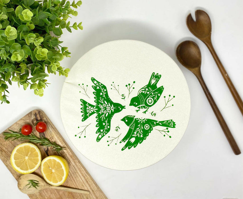 Your Green Kitchen | Folk Bird fabric bowl covers | Set of 3.