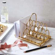 Sir|Madam Brass Toast Stand, angled view