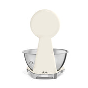 Smeg | Kitchen Scale's back view shows a stainless-steel bowl, USB-C port, and controls, highlighting its blend of design and cooking functionality.