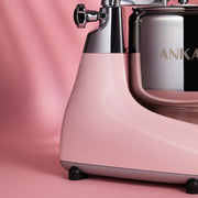 Ankarsrum | Stand Mixers, Cloudy Pink, featuring a stainless-steel head and 7-liter bowl, ideal for versatile baking in your Athens Cooks kitchen.