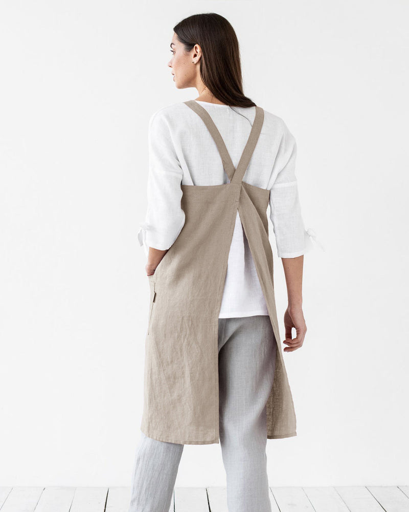 MagicLinen | Japanese Cross-Back Linen Apron, Natural, S/M