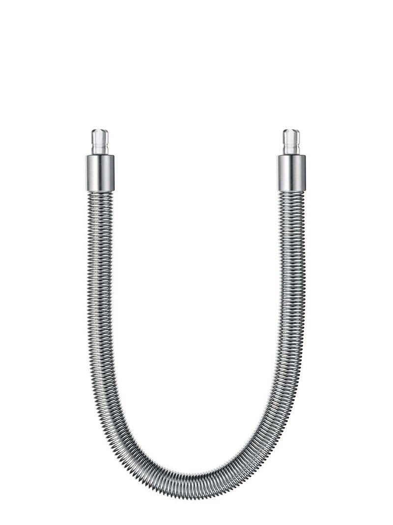 Jura | Stainless Steel Milk Pipe Casing | HP3, featuring a flexible metal hose with a clear cap, designed for coffee machines to ensure milk hygiene and elegance.