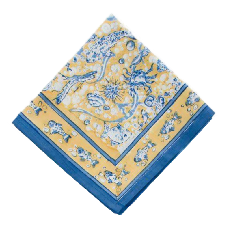 Couleur Nature | La Mer Napkins, Blue/Yellow, Set of 6