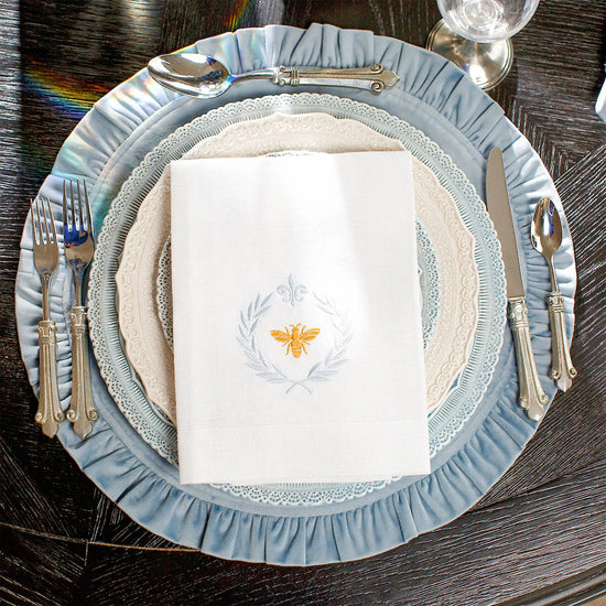 Arte Italica & Crown Linen Designs | Round Ruffle Placemat, Velvet Red