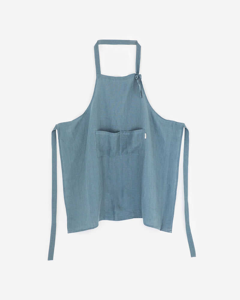 MagicLinen -| Men's Linen Apron with Pocket in Grey blue