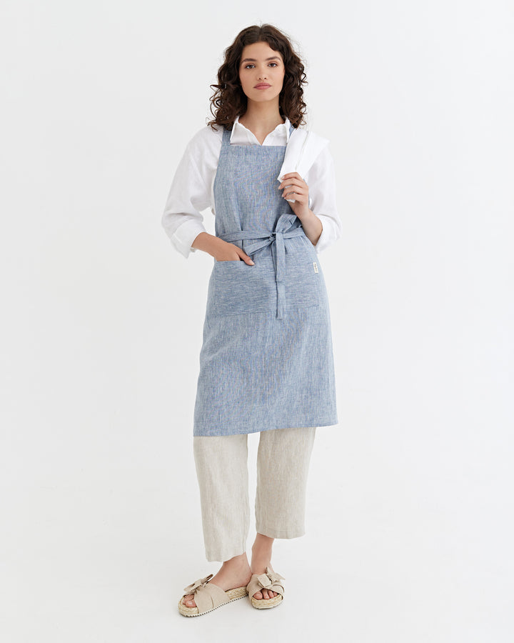 MagicLinen | Linen Bib Aprons - Blue Melange