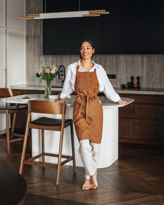 MagicLinen | Linen Bib Aprons, Cinnamon