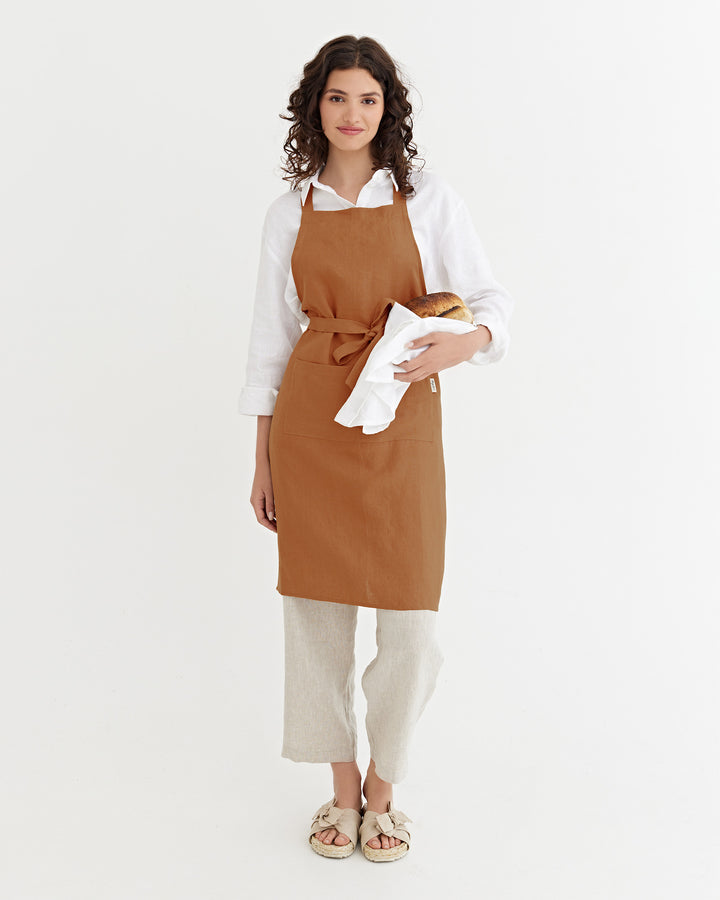 MagicLinen | Linen Bib Aprons, Cinnamon