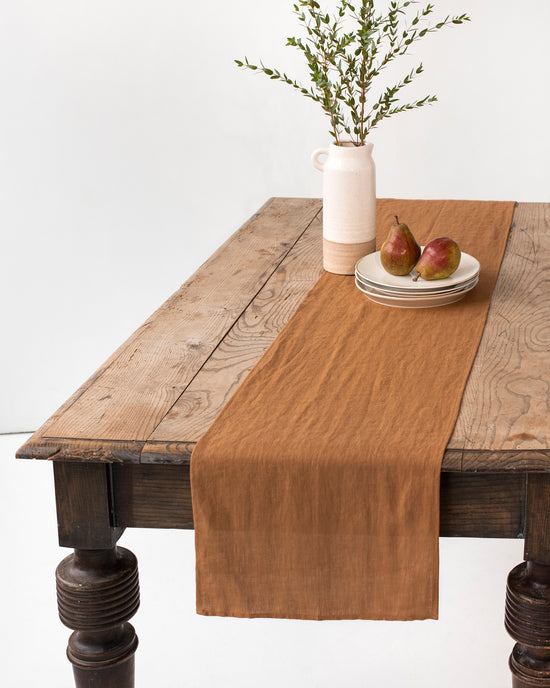 MagicLinen | Linen Table Runner in Cinnamon | 16" x 79 "
