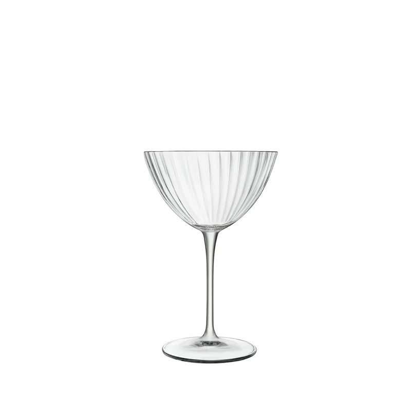 Bormioli coupe-style glass with a fluted bowl and slender stem, ideal for cocktails or champagne, reflecting Athens Cooks' curated barware collection.