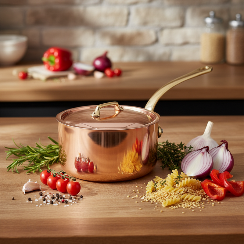 Mauviel | M'200 B Copper Saucepans, 2.6 Qt