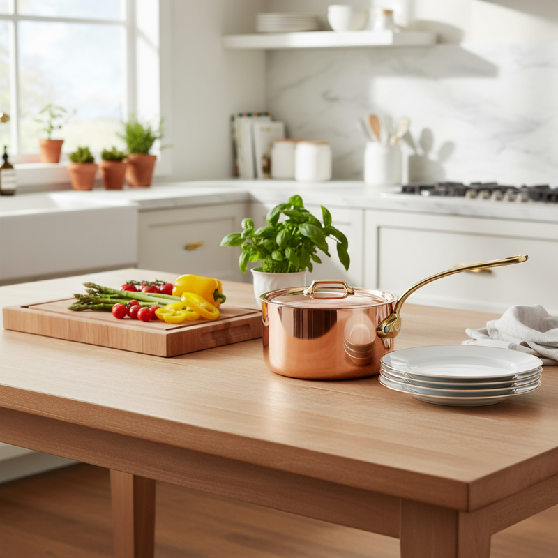 Mauviel | M'200 B Copper Saucepans, 2.6 Qt