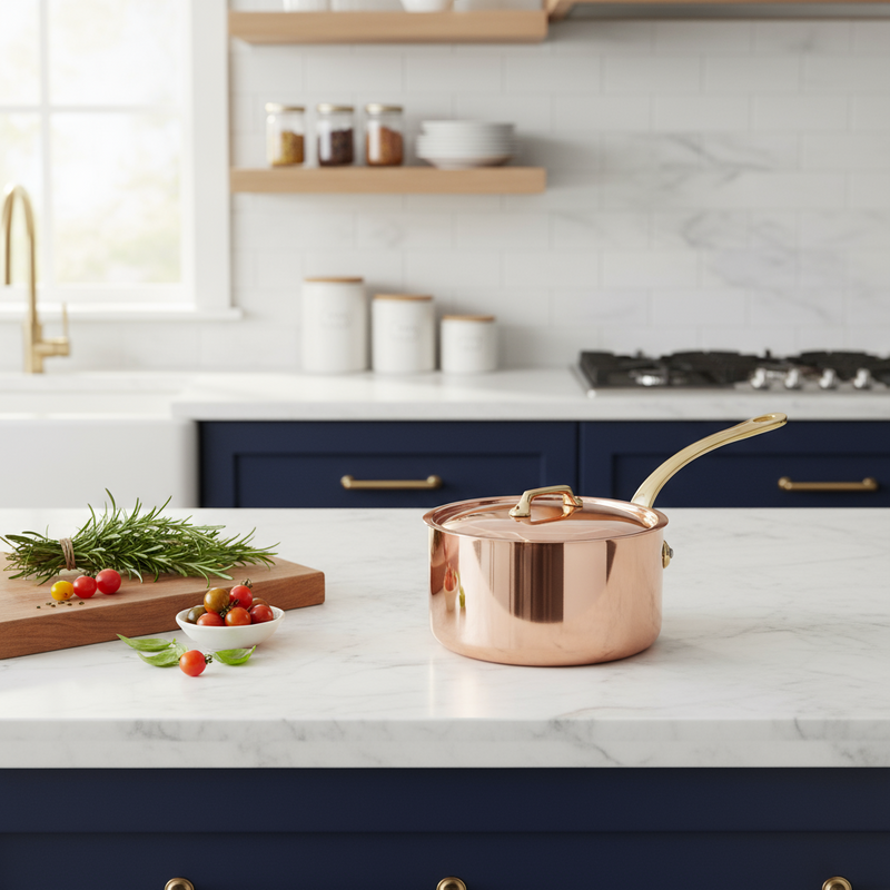 Mauviel | M'200 B Copper Saucepans, 2.6 Qt