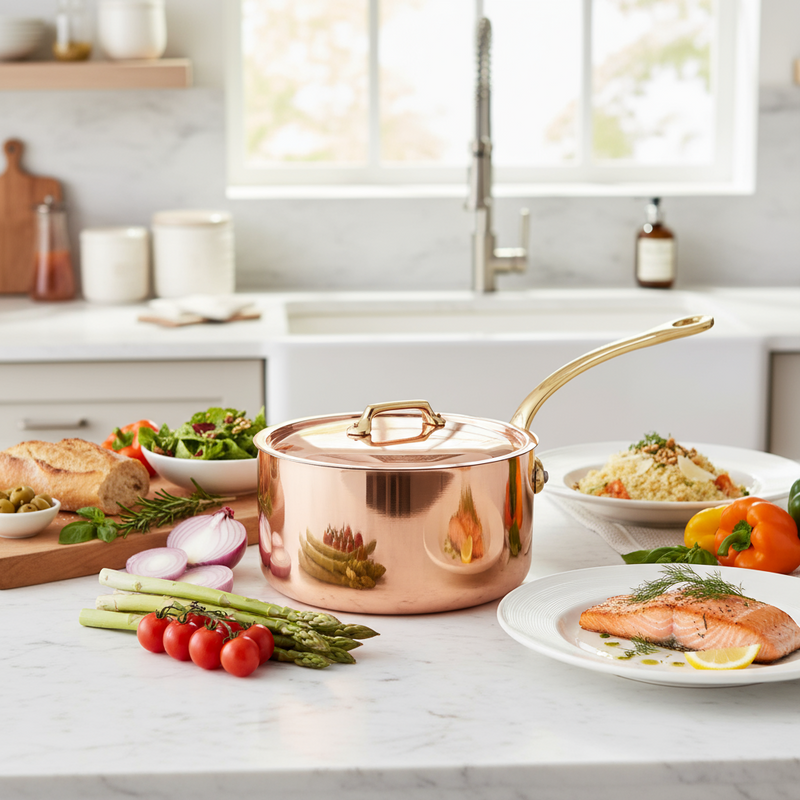 Mauviel | M'200 B Copper Saucepans, 2.6 Qt