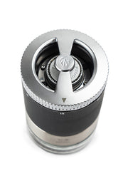 Peugeot Maestro Pepper Bar: stainless-steel hand-crank grinder with adjustable settings, featuring interchangeable jars and three premium pepper varieties for culinary exploration.