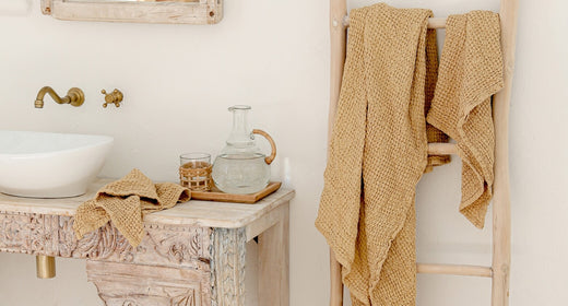 MagicLinen | Striped Linen Tea Towel | Kitchen towel Zero-waste: Light Gray